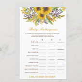 Papier Baby shower de catégories pour bébés Jeu IMPRIMÉ (Devant / Derrière)