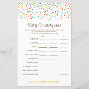 Papier Baby shower de catégories pour bébés Jeu IMPRIMÉ