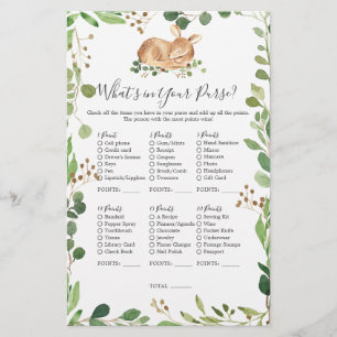 Papier Baby shower de cerfs Ce qui est dans votre sac