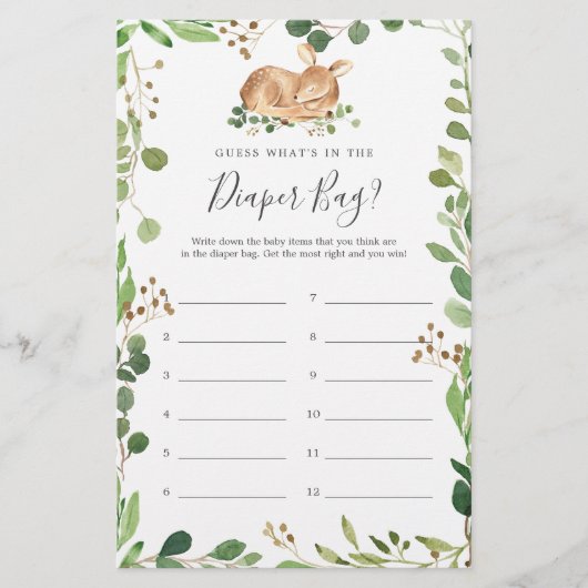 Papier Baby shower de cerfs Devinez ce qu'il y a dans le  (Devant)