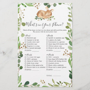 Papier Baby shower de cerfs Qu'est-ce que votre téléphone