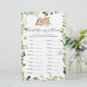 Papier Baby shower de cerfs terminer la phrase de maman (Debout devant)