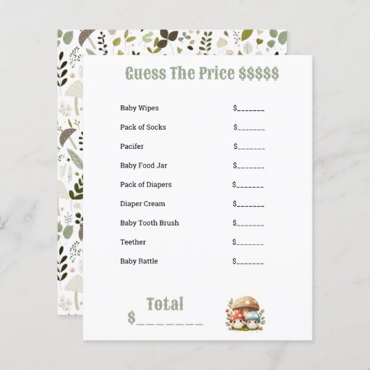 Papier Baby shower de champignons Articles pour bébés Dev (Devant / Derrière)