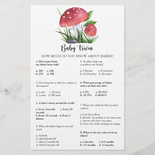 Papier Baby shower de champignons de la forêt automnale T (Devant)