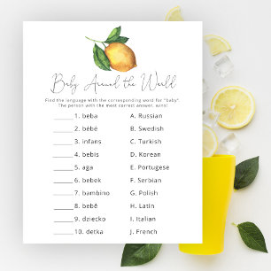 Papier Baby shower de citron bébé dans le monde jeu