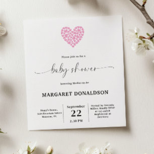 Papier Baby shower de coeur rose pâle du budget