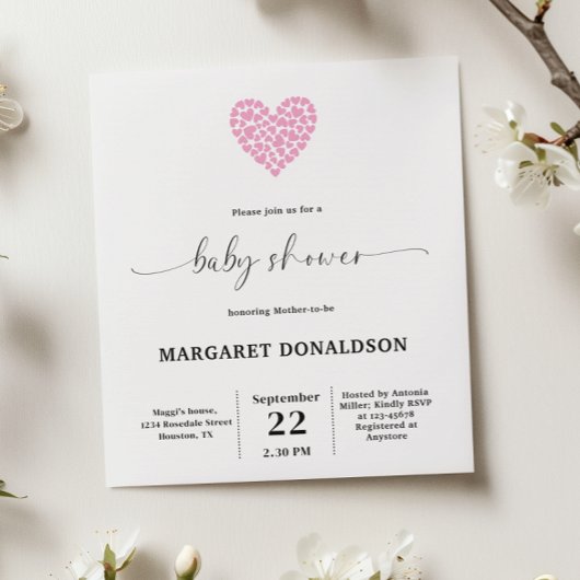 Papier Baby shower de coeur rose pâle du budget