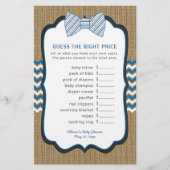 Papier Baby shower de Cravate Bow Prix des jeux + course  (Devant)