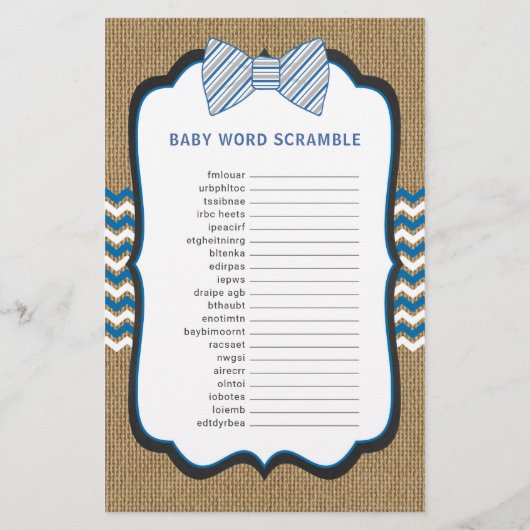 Papier Baby shower de Cravate Bow Prix des jeux + course  (Dos)