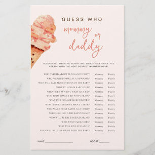 Papier Baby shower de crème glacée Devinez Qui jeu