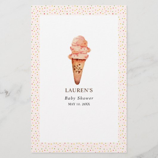 Papier Baby shower de crème glacée Devinez Qui jeu (Dos)