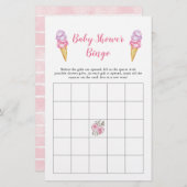 Papier Baby shower de crème glacée rose Jeu de Bingo (Devant / Derrière)