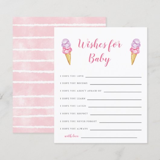 Papier Baby shower de crème glacée rose Voeux pour la car (Devant / Derrière)