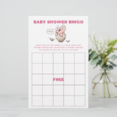 Papier Baby shower de dinosaure rose Jeu de Bingo (Debout devant)