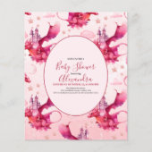 Papier Baby shower de dragon rose aquarelle budgétaire (Devant)