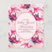 Papier Baby shower de dragon rose aquarelle budgétaire (Devant)