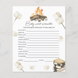 Papier Baby shower de feu de camp - Bébé Mot Scramble