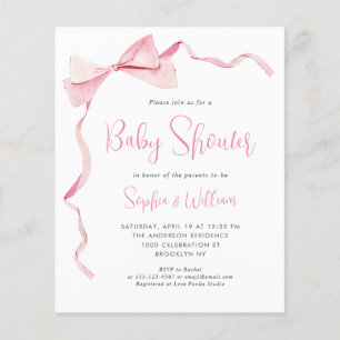 Papier Baby shower de fille de béquille de ruban rose bud