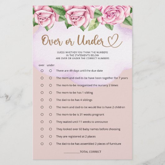 Papier Baby shower de fille ours en peluche au-dessus ou  (Devant)