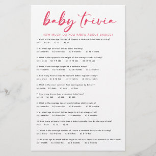 Papier Baby shower de Flamant rose tropical Trivia Game C