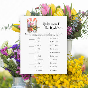 Papier Baby shower de fleurs - bébé dans le monde jeu