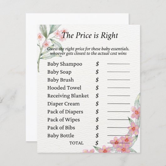 Papier baby shower de fleurs d'aquarelle Jeu (Devant / Derrière)