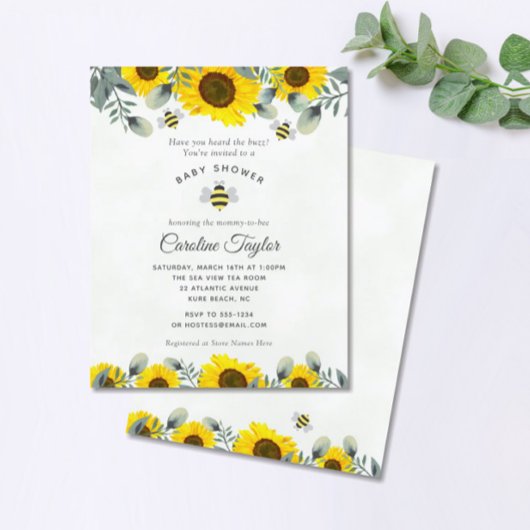 Papier Baby shower de fleurs de soleil de Can Bee Invitat