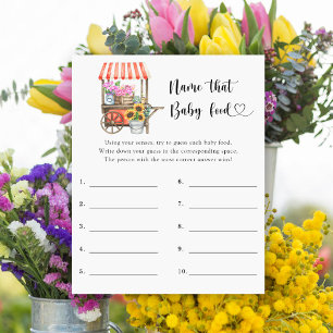 Papier Baby shower de fleurs - Nom que bébé Nourriture je