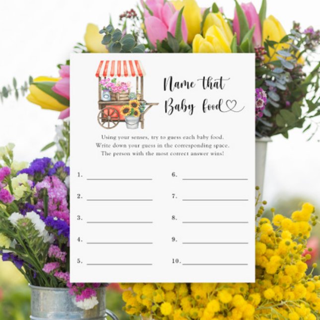 Papier Baby shower de fleurs - Nom que bébé Nourriture je (Créateur téléchargé)