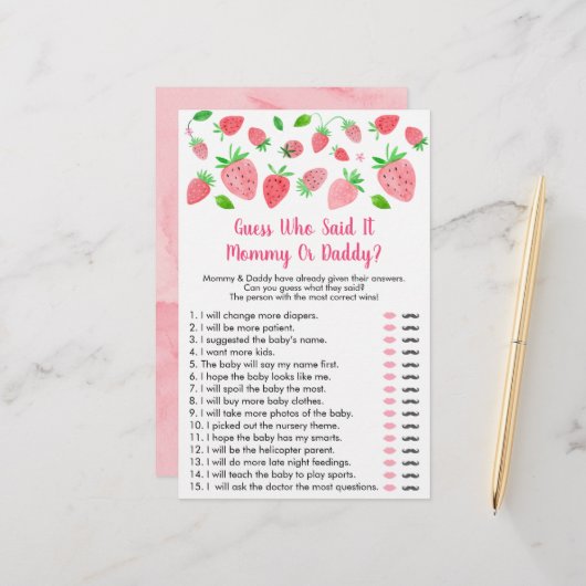 Papier Baby shower De Fraise Devine Qui A Dit Que C'Était (Devant/Arrière en situation)