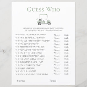 Papier baby shower de golf vert sage deviner qui jeu