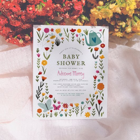 Papier Baby shower de jardin à papillons de printemps Bud