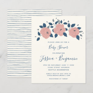 Papier Baby Shower de jardin bleu élégant et économique