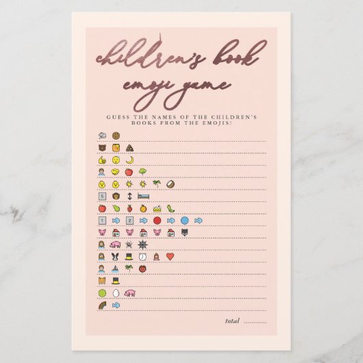 Papier Baby shower de jeu Emoji Rose Blush Gold Typograph (Devant)