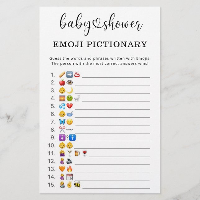 Papier Baby shower de jeu photo Emoji (Devant)
