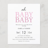 Papier Baby shower de jumeaux roses Invitation budgétaire (Devant)