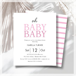 Papier Baby shower de jumeaux roses Invitation budgétaire