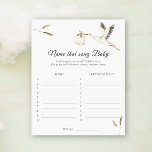Papier Baby shower de la cigogne Nom de cette chanson jeu