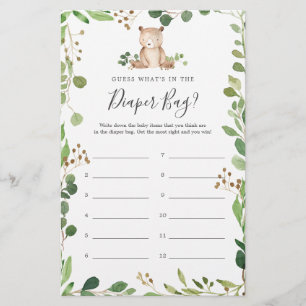 Papier Baby shower de l'ours Devinez ce qu'il y a dans le
