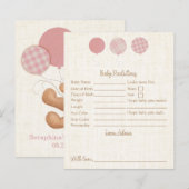 Papier Baby shower De L'Ours En Teddy Rose Prédictions Et (Devant / Derrière)