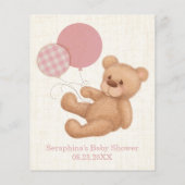 Papier Baby shower De L'Ours En Teddy Rose Prédictions Et (Dos)