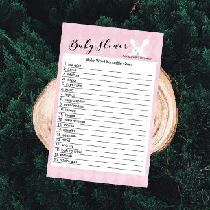 Papier Baby shower de mot de lapin rose Jeu de recherche