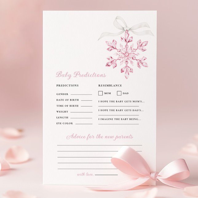 Papier Baby shower de neige rose Conseils de prédiction J (Créateur téléchargé)