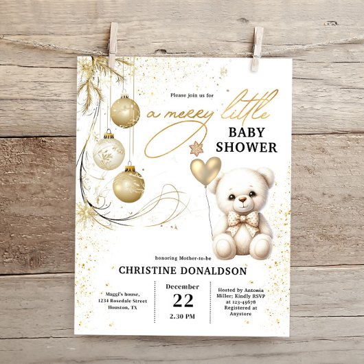 Papier Baby shower de Noël Gold Budget Invitation