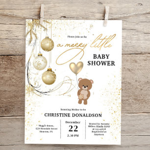 Papier Baby shower de Noël Gold Budget Invitation