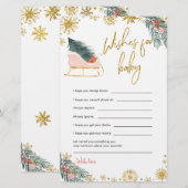 Papier Baby shower de Noël Pink Sleigh Voeux Pour Bébé (Devant / Derrière)