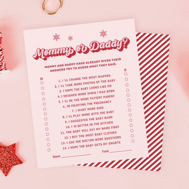 Papier Baby shower de Noël rouge et rose Devinez Qui Joue (Créateur téléchargé)