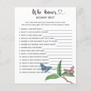 Papier Baby shower de papillons, qui connaît maman mieux