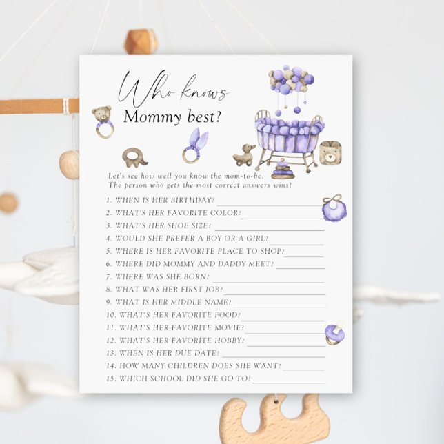 Papier Baby shower de pépinière - Qui connaît maman meill (Créateur téléchargé)