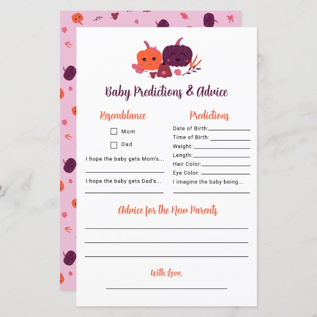 Papier Baby shower de petites prévisions et conseils Citr (Devant / Derrière)